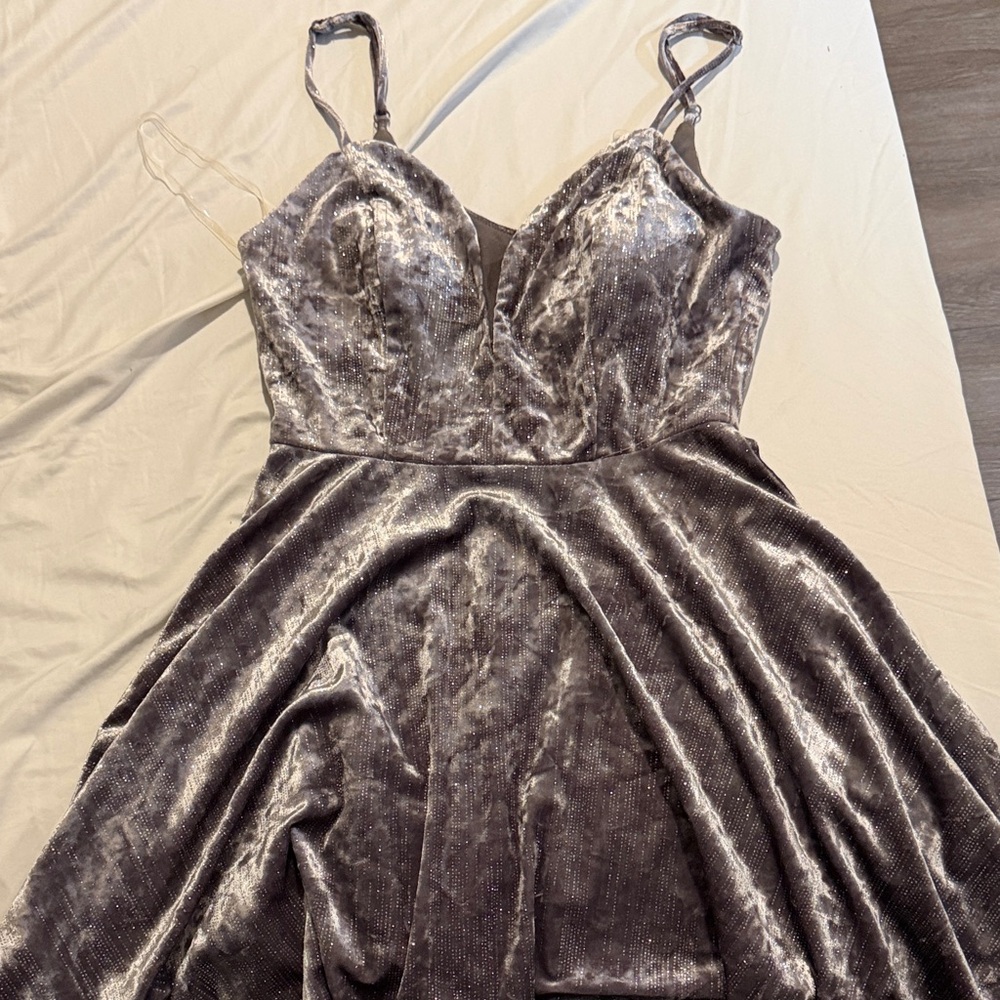 Speechless Shimmering Silver Dress